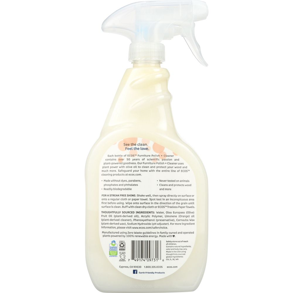 EARTH FRIENDLY: Furniture Polish with Natural Olive Oil, 22 oz