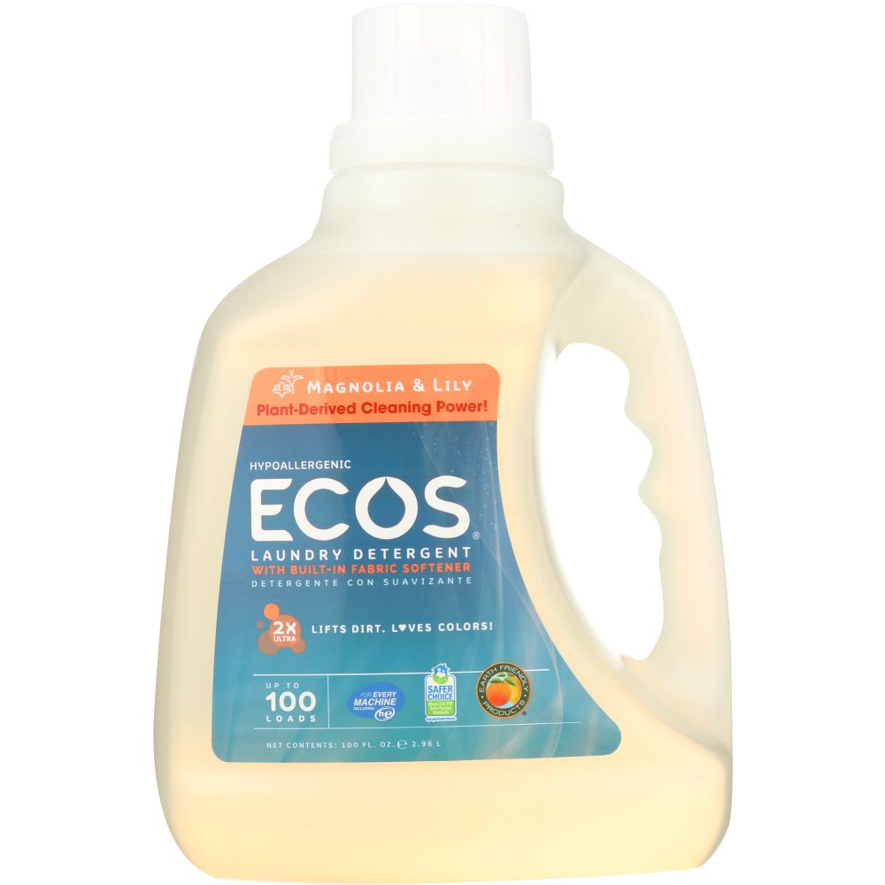 EARTH FRIENDLY: Ecos 2x Ultra Liquid Laundry Detergent Magnolia and Lily,  100 oz