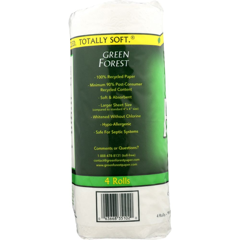 GREEN FOREST: Bath Tissue White 4 Rolls 198 Sheets, 1 ea