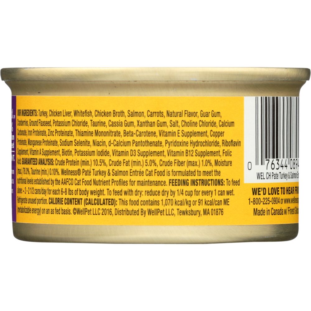 WELLNESS: Turkey and Salmon Cat Food, 3 oz