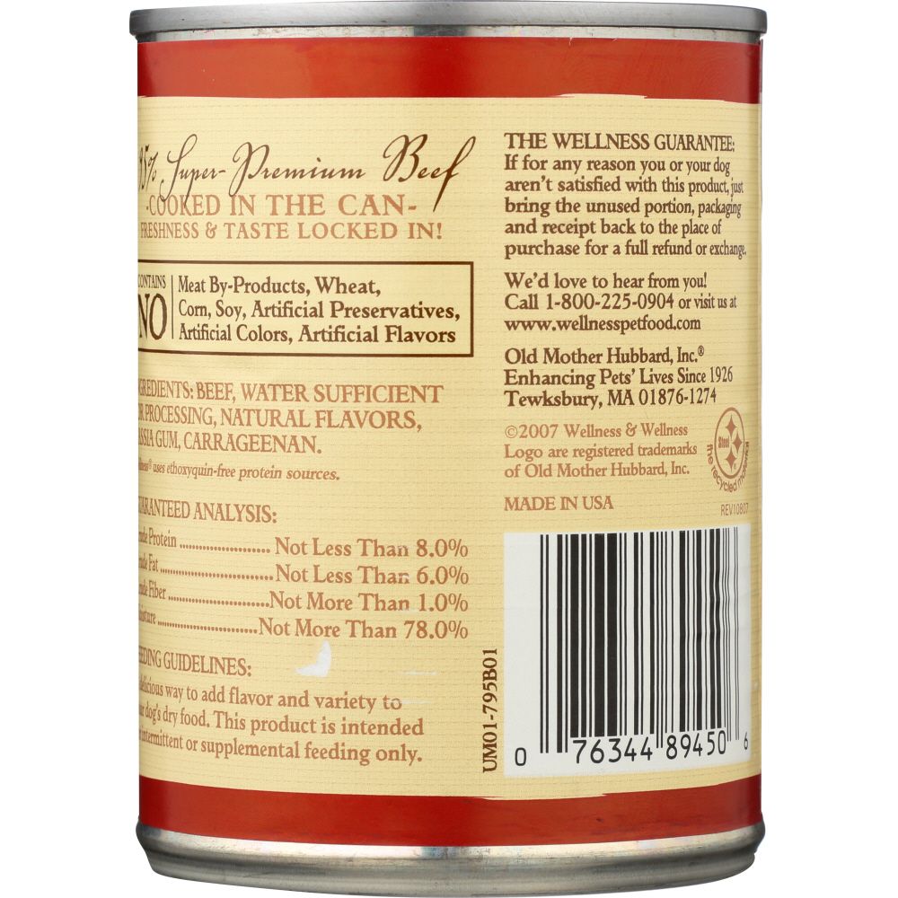 WELLNESS: Dog Food 95% Beef, 13.2 oz