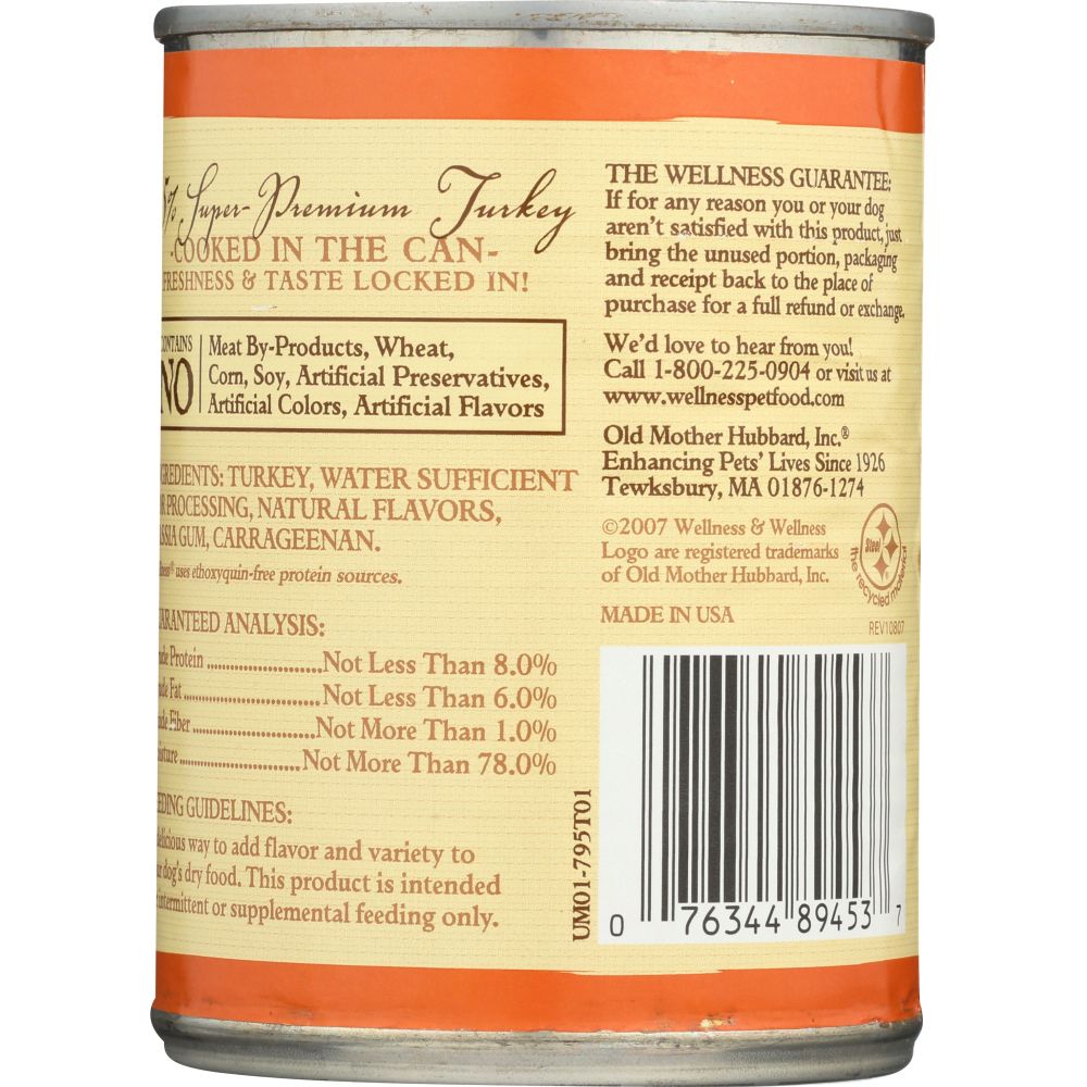 WELLNESS: Dog Food 95% Turkey, 13.2 oz