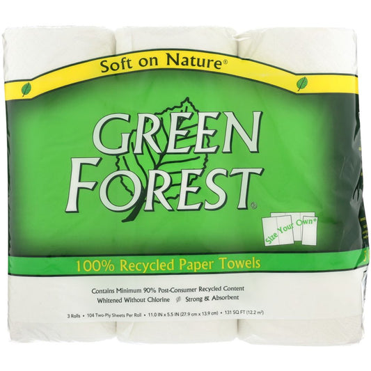 GREEN FOREST: Paper Towels Wht 3Rolls 104Ct, 1 ea