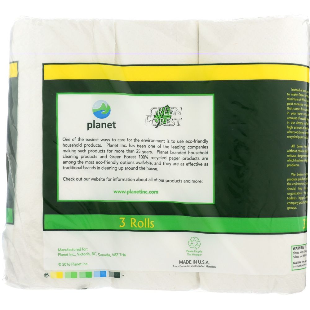 GREEN FOREST: Paper Towels Wht 3Rolls 104Ct, 1 ea