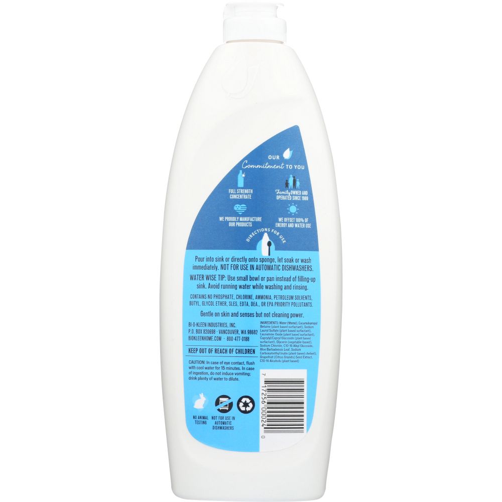 BIO KLEEN: Dish Liquid Free & Clear, 25 oz