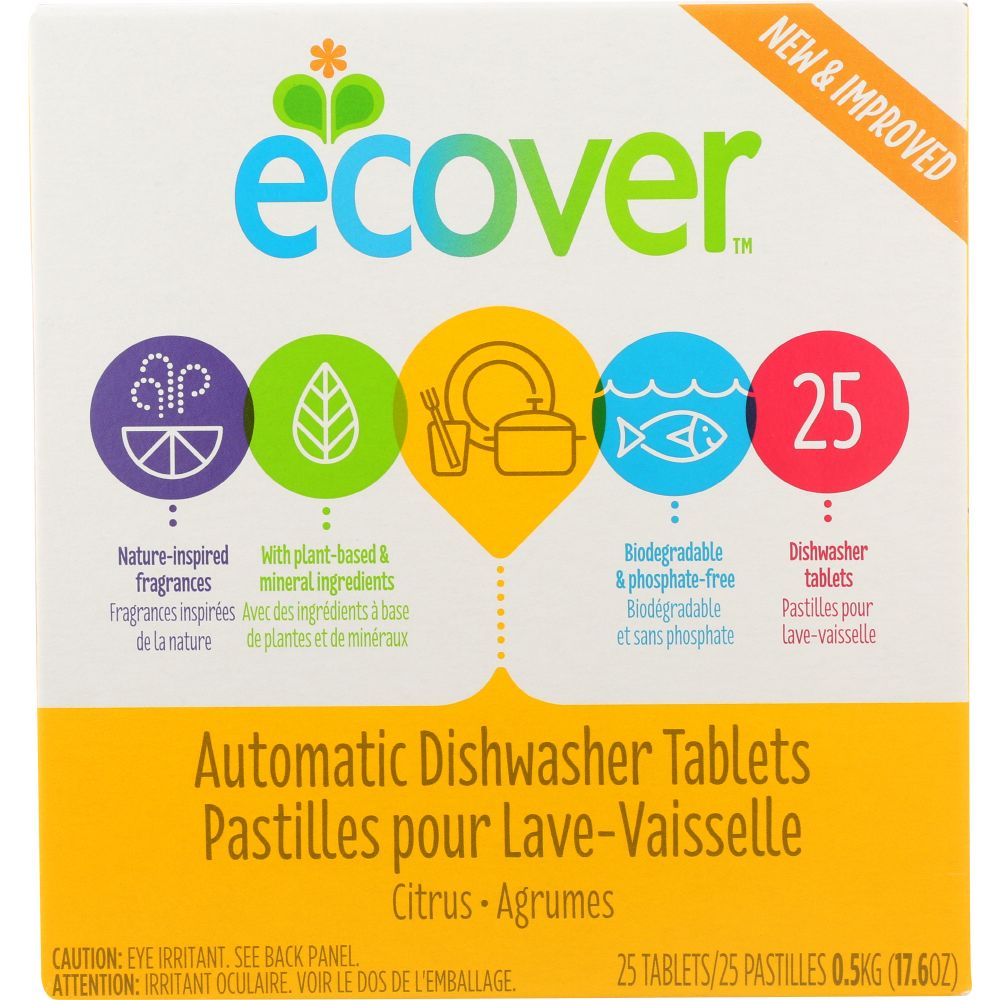 ECOVER: Automatic Dishwasher Tablets Citrus Scent 25 Tablets, 17.6 oz