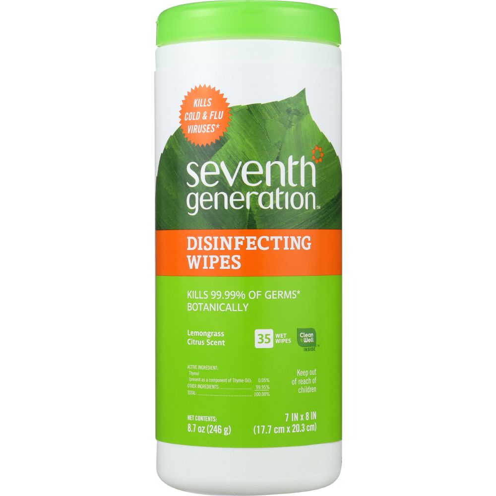 SEVENTH GENERATION: Disinfecting Wipes Lemongrass and Citrus, 35 Pc