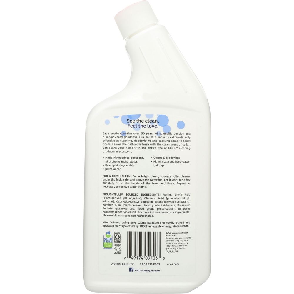 EARTH FRIENDLY: Toilet Cleaner Cedar, 24 oz