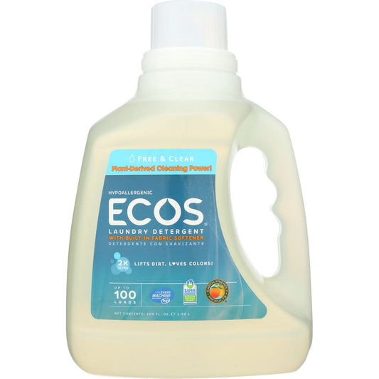 EARTH FRIENDLY: Ecos 2x Ultra Laundry Detergent Free and Clear, 100 oz