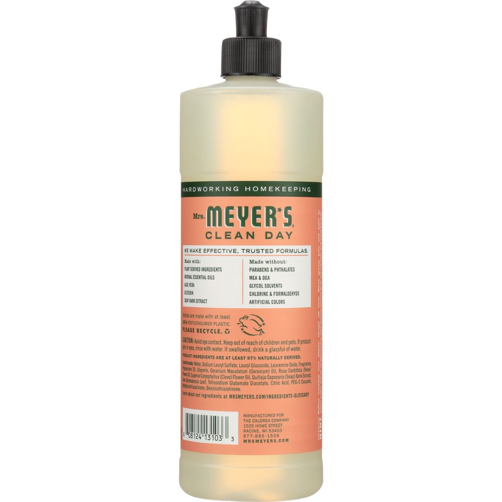 MRS. MEYER'S: Clean Day Liquid Dish Soap Geranium Scent, 16 oz