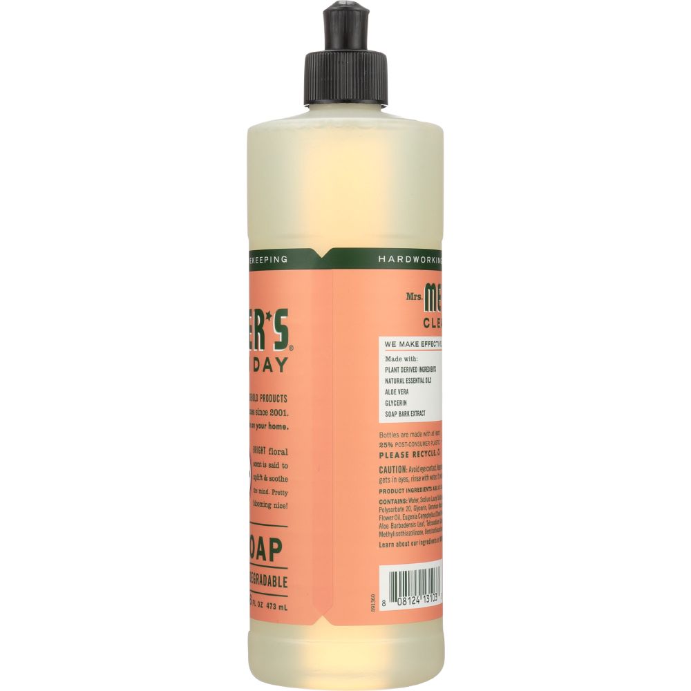 MRS. MEYER'S: Clean Day Liquid Dish Soap Geranium Scent, 16 oz