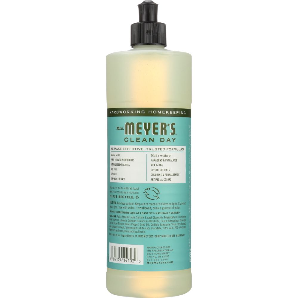 MRS. MEYER'S: Clean Day Liquid Dish Soap Basil Scent, 16 oz