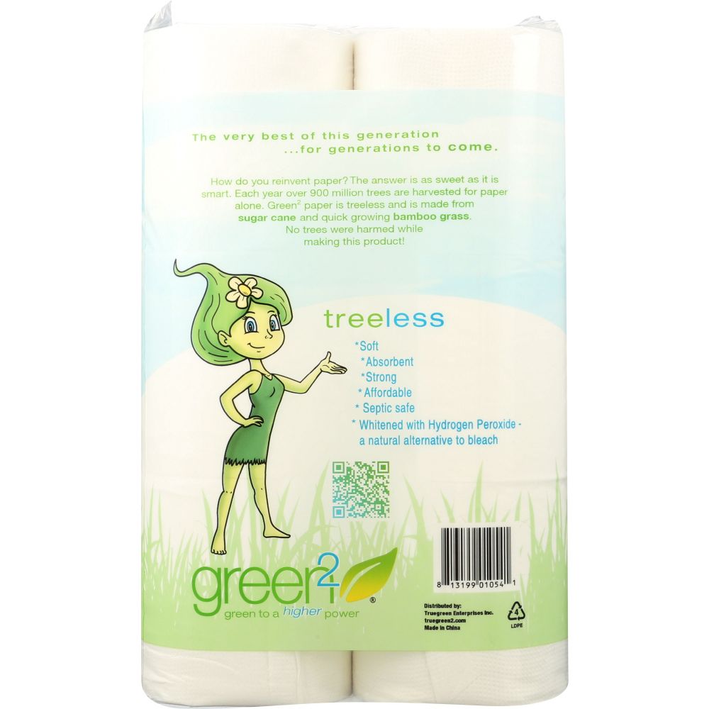 GREEN2: Tree Free Sugar Cane & Bamboo Bath Tissue 2 Ply 300 Sheets, 12 pc