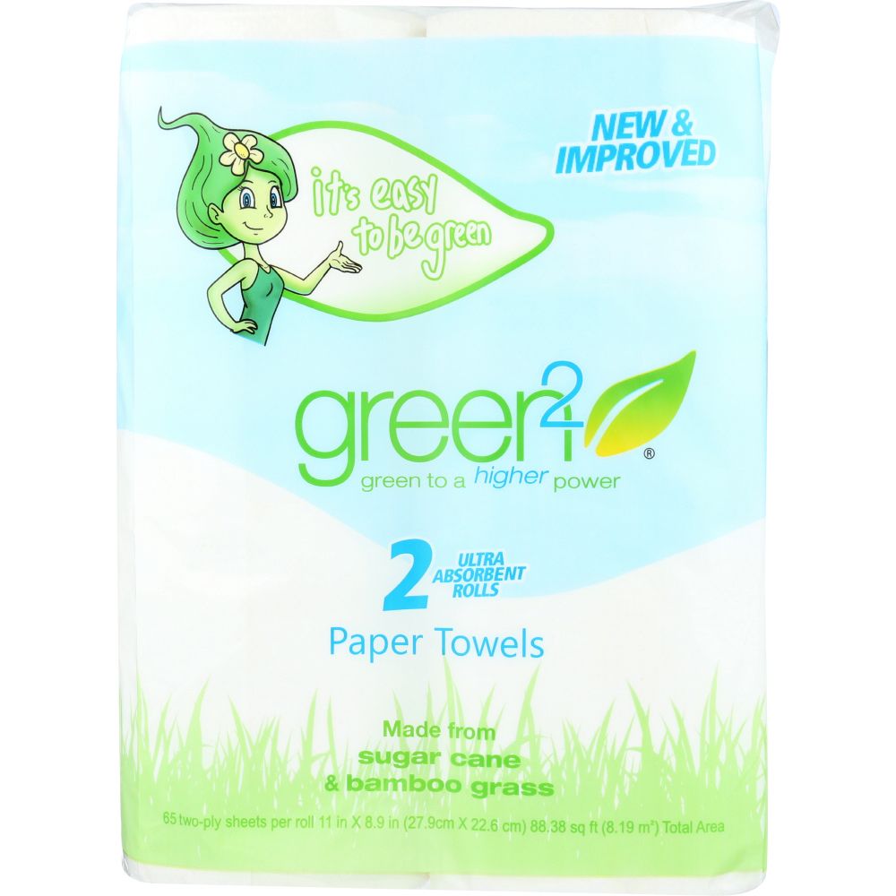 GREEN2: Tree Free Paper Towels 65 2ply Sheets, 2 pc