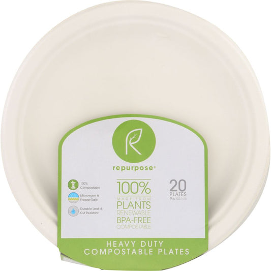 REPURPOSE: Compostable 9 Inch Plates, 20 count