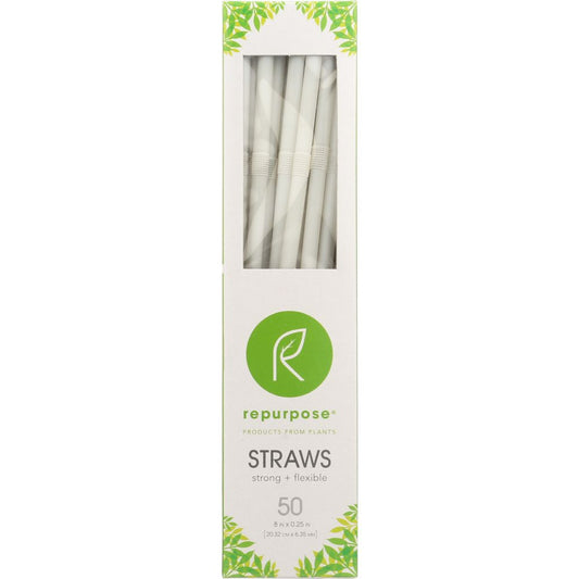 REPURPOSE: 100% Compostable Plant-Based Straws 50ct Bx, 2.4 oz