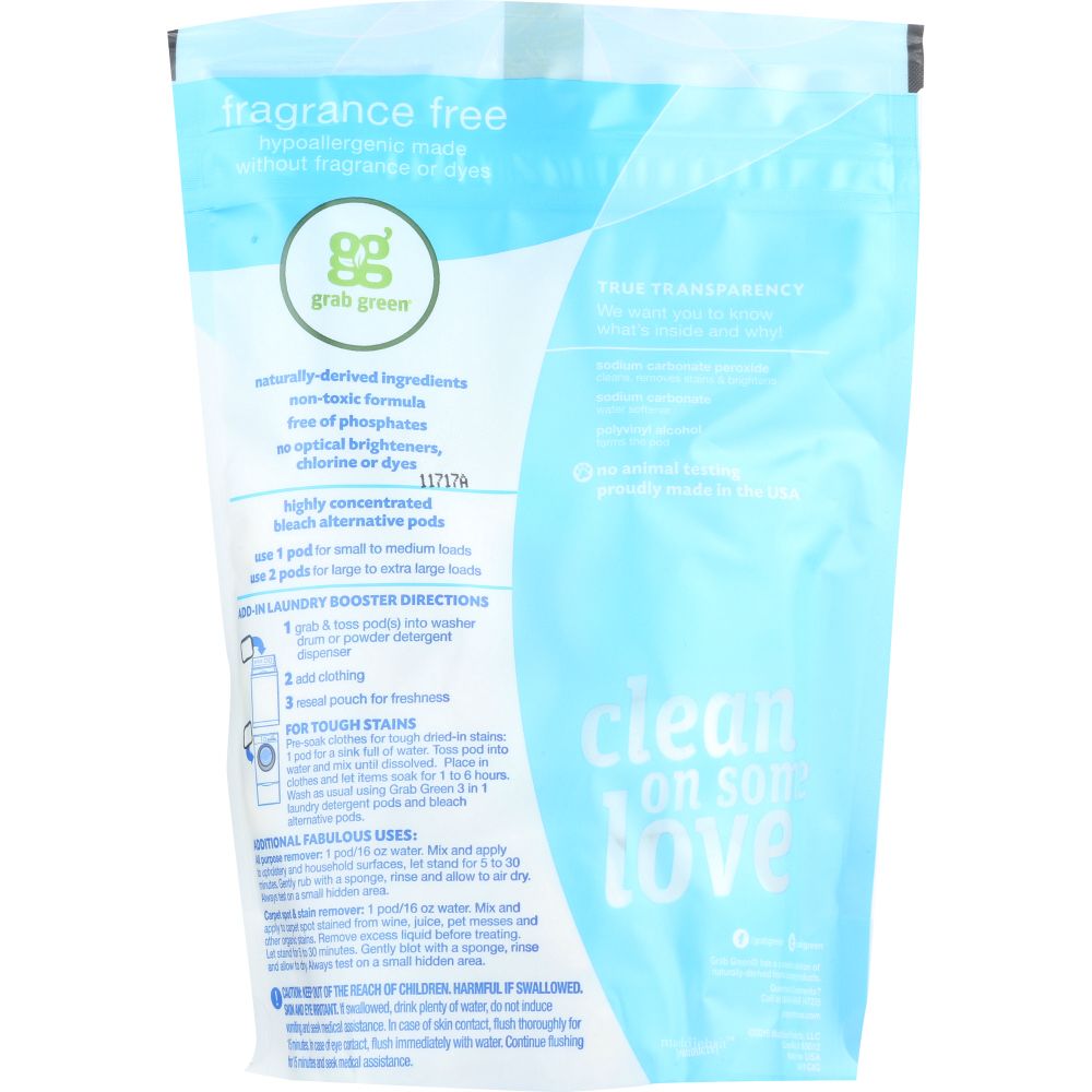GRAB GREEN: Bleach Alternative Fragrance Free Pouch 24 Count, 15.2 oz
