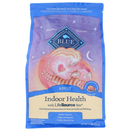 BLUE BUFFALO: Indoor Health Adult Cat Food Chicken and Brown Rice Recipe, 5 lb