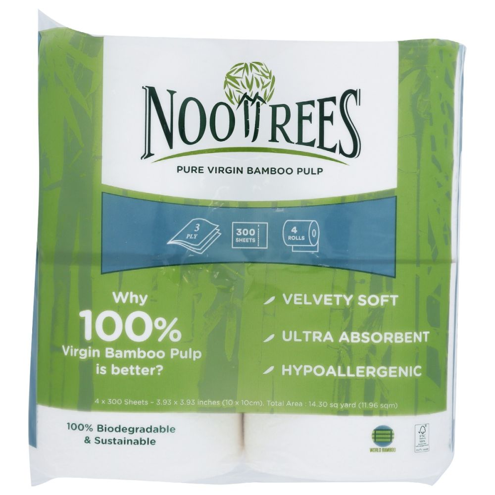 NOOTREES: Pure Virgin Bamboo Pulp Toilet Tissue 4 Rolls, 1 ea