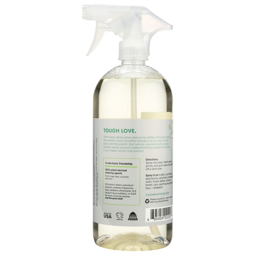 BETTER LIFE: All Purpose Cleaner Unscented, 32 oz